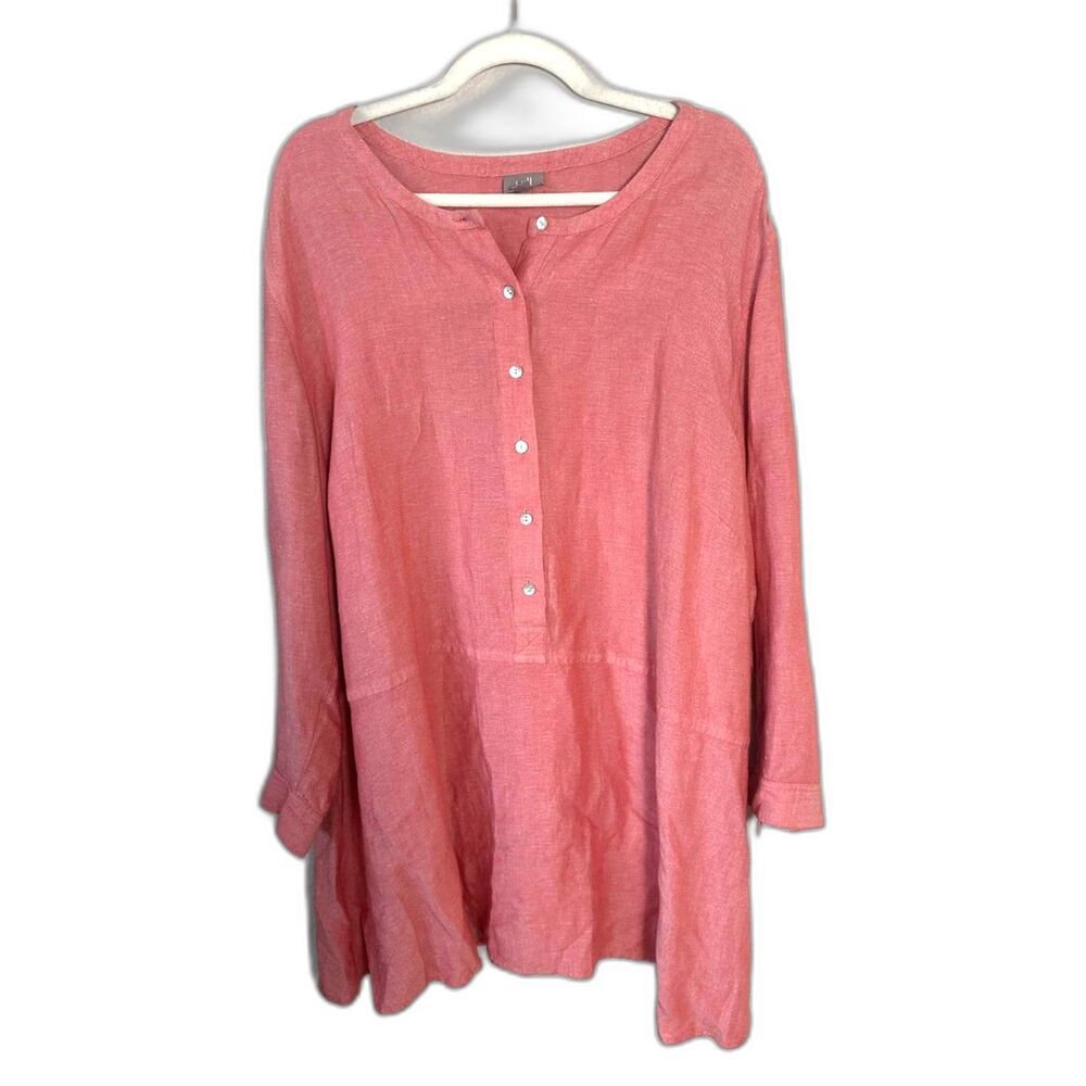 J. Jill Coral Pink Button-Front Tunic Blouse